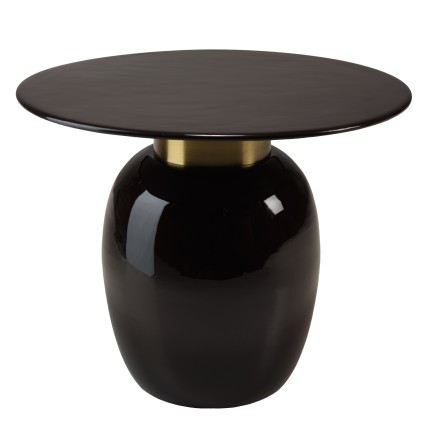 Round side table in black metal | Macabane Furniture