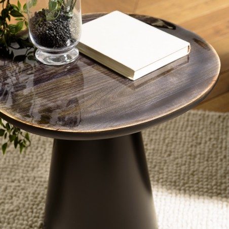 Side table with mango wood top and metal legs | Macabane Furniture