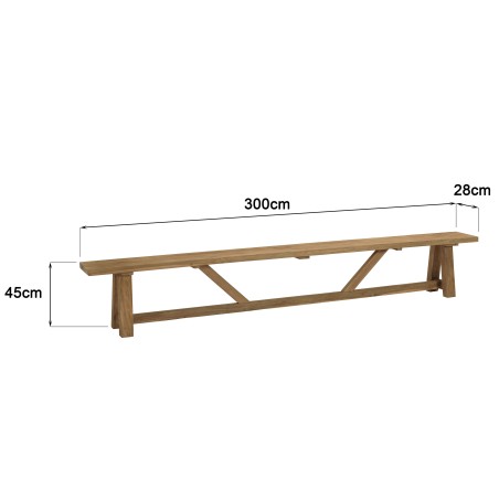 3-metre recycled teak garden bench | Macabane Furniture