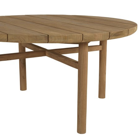 Table basse de jardin ronde en teck recylé | Meubles Macabane