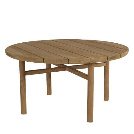 Round garden coffee table made from recycled teak | Macabane Furniture