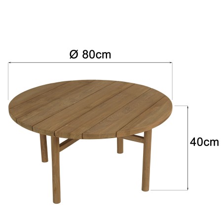 Table basse de jardin ronde en teck recylé | Meubles Macabane