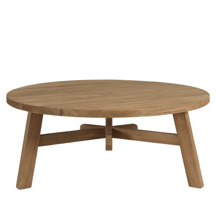 Table basse de jardin ronde en teck recyclé | Meubles Macabane