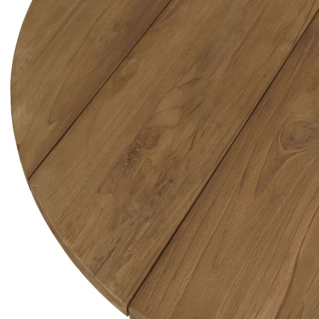 Table basse de jardin ronde en teck recyclé | Meubles Macabane
