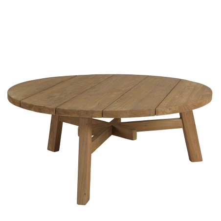 Table basse de jardin ronde en teck recyclé | Meubles Macabane