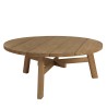 Round garden coffee table made from recycled teak | Macabane Furniture