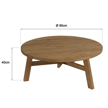 Table basse de jardin ronde en teck recyclé | Meubles Macabane