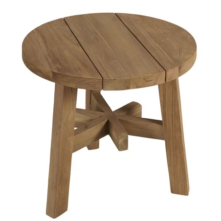 Round side table made from recycled teak | Macabane