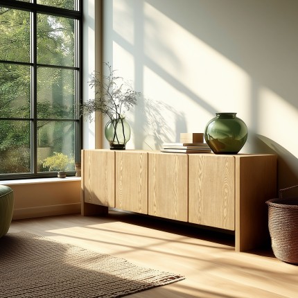 Natural-coloured sideboard with 4 doors | Macabane Furniture