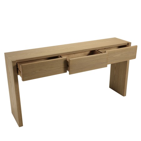 Consola 3 cajones diseño redondeado color natural | Muebles Macabane