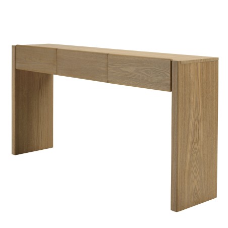 3-drawer console table with rounded design in a natural finish | Macabane Furniture