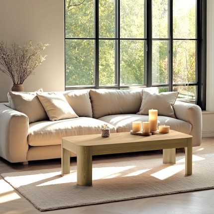 Rectangular coffee table in natural finish | Macabane Furniture