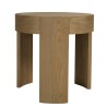 Round side table in natural-coloured wood | Macabane Furniture
