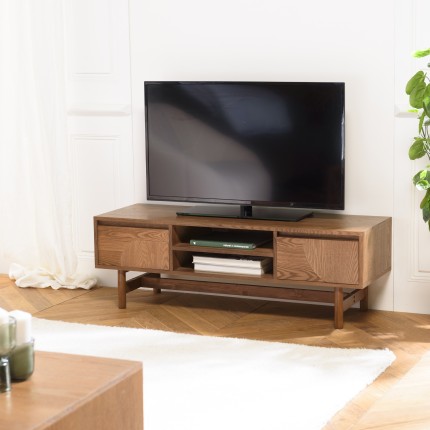 Natural-coloured TV stand with rounded design | Macabane Furniture