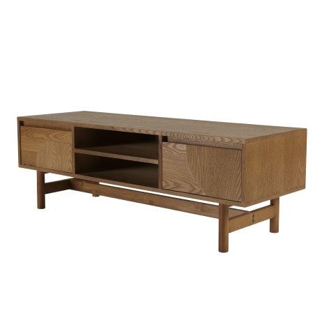 Natural-coloured TV stand with rounded design | Macabane Furniture