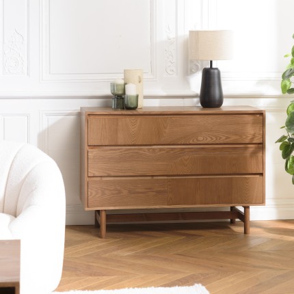 Natural-coloured wooden chest of drawers with 3 drawers | Macabane Furniture