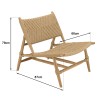 SECONDE MAIN - Lot de 2 fauteuils lounge jardin en bois teck rotin relief