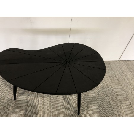 SECONDE MAIN - Table d’appoint ovoïde plateau texturé noir mat pieds fer noir
