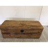SECOND HAND - Brown storage chest, recycled pine with black metal handles