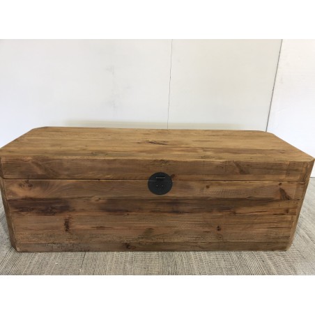 SECOND HAND - Brown storage chest, recycled pine with black metal handles