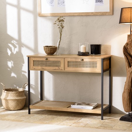 SECOND HAND -  Brown Console Table with 2 Drawers and 1 Shelf | Trendy Design