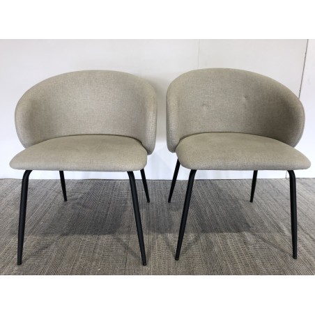 Lot de 2 chaises tissu écru dossier arrondi pieds acier noir | Seconde main