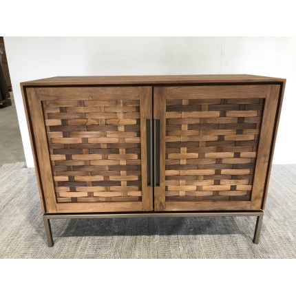 Buffet en bois de teck recyclé double porte -  Seconde Main