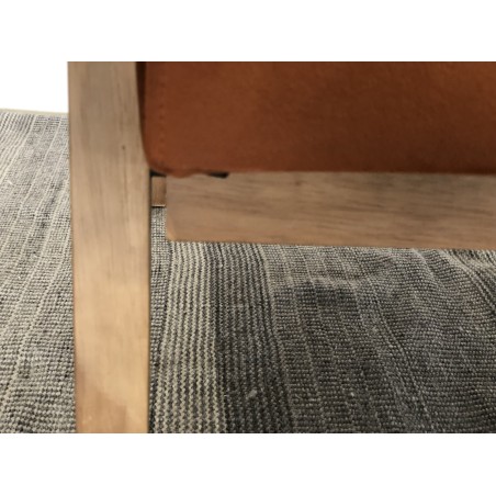 Orange velvet armchair with wooden legs and rattan armrests | Second Hand
