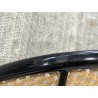 SECONDE MAIN - 2 fauteuils tissu noir dossier arrondi effet cannage