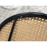SECONDE MAIN - 2 fauteuils tissu noir dossier arrondi effet cannage