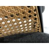 SECONDE MAIN - 2 fauteuils tissu noir dossier arrondi effet cannage