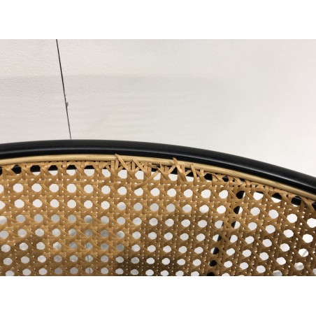 Seconde main - Lot de 2 chaises  - Assise tissu noir - Effet cannage