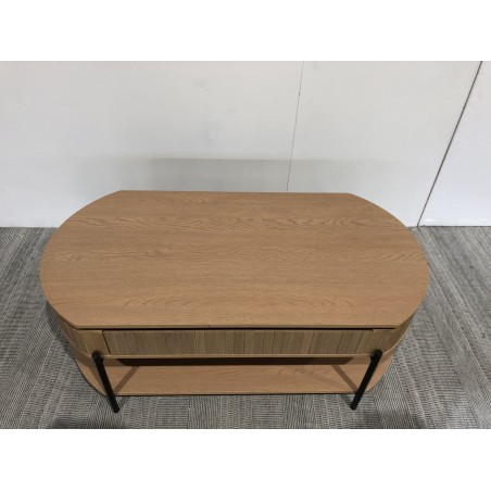 Table basse bois 2 tiroirs style rétro pin | Seconde Main