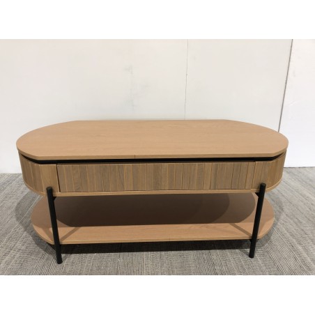 Table basse bois 2 tiroirs style rétro pin | Seconde Main