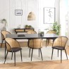 SECONDE MAIN - 2 fauteuils tissu noir dossier arrondi effet cannage