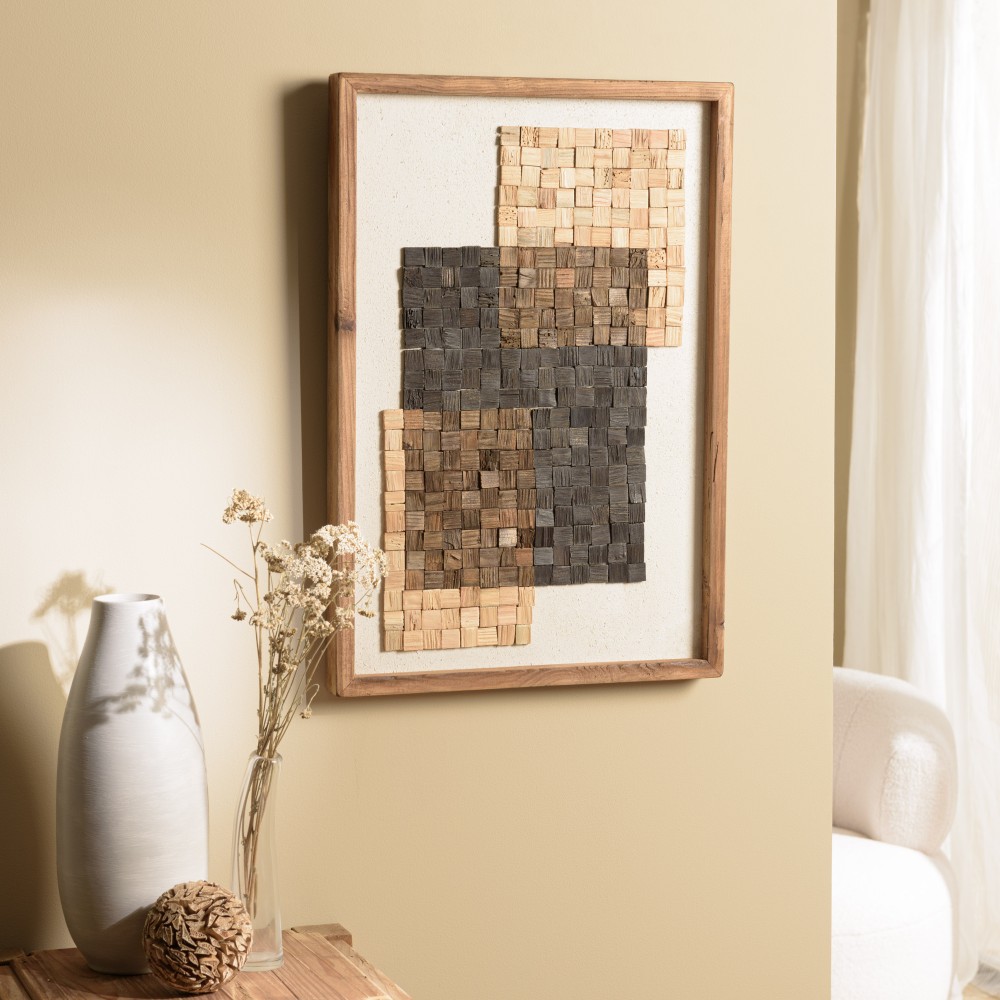SECONDE MAIN - Décoration murale - Mosaïque beige/noire 42x62cm