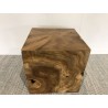 Cube bois naturel en teck WALLY - Déco unique - Seconde main