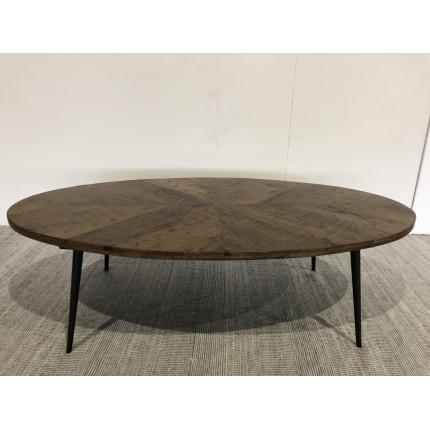 KIARA Oval Coffee Table, 135x70 cm, Herringbone Top - Secondhand