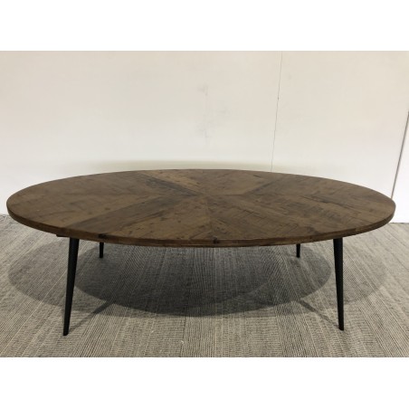Table basse ovale KIARA 135x70cm plateau chevrons - Seconde Main