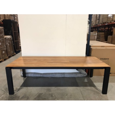 Outdoor dining table 250/350x100cm recycled teak with metal legs