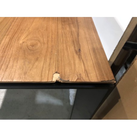 Outdoor dining table 250/350x100cm recycled teak with metal legs