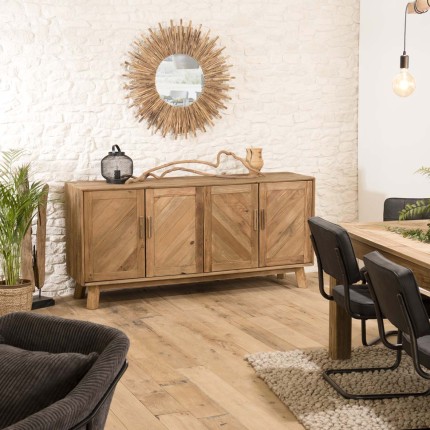 Buffet marron 4 portes bois Pin recyclé - Seconde Main