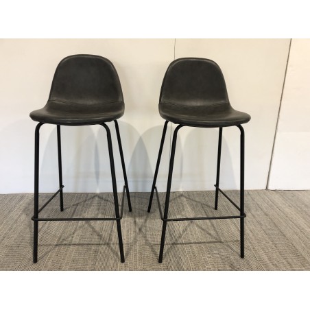 SECONDE MAIN - Lot de 2 tabourets de bar John anthracite hauteur d'assise 65cm