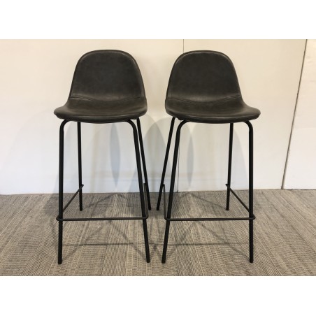 SECONDE MAIN - Lot de 2 tabourets de bar anthracite