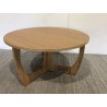 Table basse ronde D80 décor et chêne naturel pied ajouré - Seconde Main