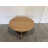 Round coffee table D80 with decorative finish and natural oak openwork base - Second Hand