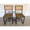 Lot de 2 chaises cuir dossier bois de manguier / rotin - Seconde main