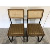 MARCEL Set of 2 Mango Wood Chairs with Padded Leather Seat and Retro Legs