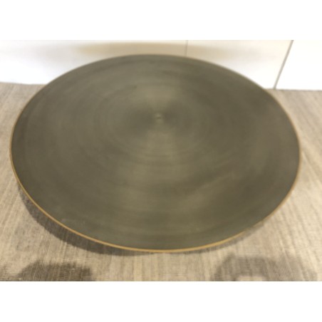 Table basse ronde 120x120cm en fer noir et bordure dorée | SECONDE MAIN