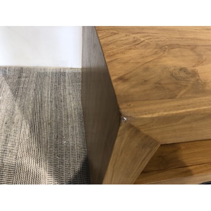 Brown TV cabinet with 3 teak wood drawers | Second-hand